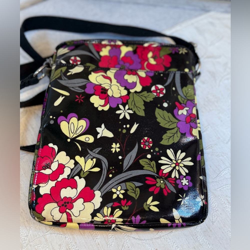 Lina Floral Canvas Crossbody Bag Adjustable Strap Multi-Pocket Travel Purse - Picture 5 of 11